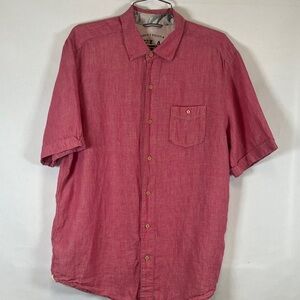 Tommy Bahama Relax Island Modern Fit Casual Button Up Linen Shirt Red